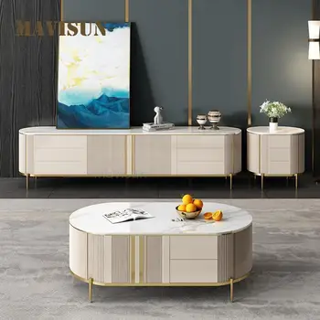Итальянский стиль, Легкая Рок-доска, Роскошный журнальный столик, Комбинация шкафов для телевизора, Простой современный дизайн маленькой квартиры