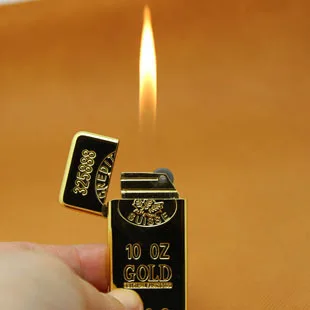 Креативная персонализированная зажигалка для шлифования золотых слитков с открытым пламенем