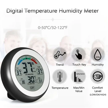 Цифровой термометр Гигрометр Измеритель температуры и влажности Круглый Цифровой Измеритель влажности в помещении для метеостанции
