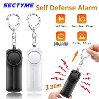 Сирена самообороны Sectyme 130dB, охранная сигнализация со светодиодной подсветкой, Перезаряжаемая Женская охранная сигнализация для защиты от нападения