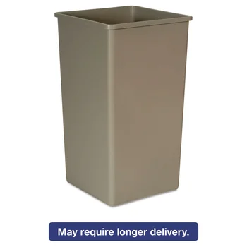 Коммерческий контейнер для неприкасаемых отходов Квадратный пластиковый 50 галлонов Бежевый 3959BEI, прочный и долговечный, 19,50x19,50x34,25 дюйма