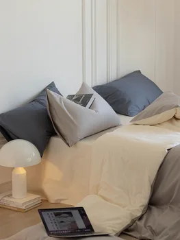 100 хлопчатобумажная сатиновая кровать из хлопка с длинными штапелями, состоящая из четырех частей, хлопчатобумажные роскошные однотонные простыни, стеганое одеяло, постельное белье