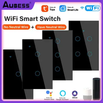 Интеллектуальный переключатель Tuya Wif Touch Switch Поддерживает интеллектуальный пульт дистанционного управления Alexa Google Home с нейтральным проводом/без нейтрального провода