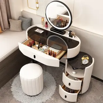 Современный туалетный столик для спальни, Туалетный столик, Стеклянный Столик, Комод для спальни, Шкаф для хранения Вещей, Комоды, Столик с зеркалом, столик для макияжа