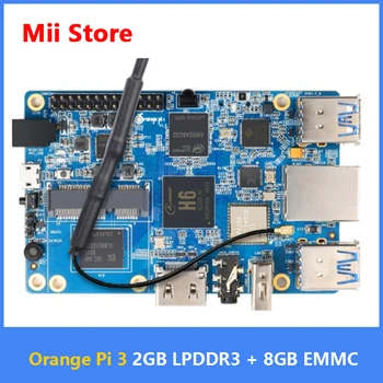 Оранжевый Pi 3 H6 2 ГБ LPDDR3 + 8 ГБ EMMC Флэш-память Gigabyte Ethernet Порт AP6256 WIFI BT5.0 4 * USB3.0 Поддержка Android 7, Ubuntu Горячая Плата