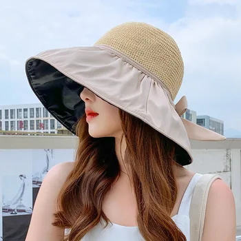 2023 Складная Солнцезащитная шляпа Upf 50 + для женщин, Летняя Панама с широкими полями, защита от ультрафиолета, Пляжная шляпа для дам и девочек, Уличная Корейская шляпа