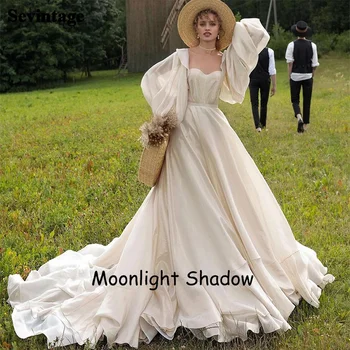 MoonlightShaddow, Свадебные Платья в виде Сердца, Трапециевидные Пышные Рукава, Свадебное Платье с Оборками, Свадебное Платье с открытой спиной, Robe De Mariée
