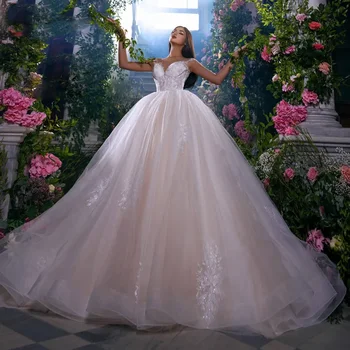 On Zhu Романтическое Бальное платье, Свадебные платья 2024, Аппликации из бисера, Кепка с рукавом, Винтажное Свадебное платье vestidos de novia