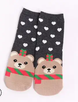 100 пар/лот, Рождественские короткие носки для женщин и девочек, осень-зима, повседневные носки с принтом Санта-Клауса из Мультфильма