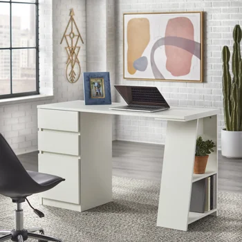 Письменный стол Como с 3 ящиками для хранения, Белые столы, Компьютерный стол, маленький столик