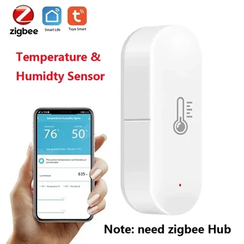 Умный датчик температуры и влажности Tuya ZigBee, работающий на батарейках, ZigBee Smart Home Security Работает с Alexa Google Home