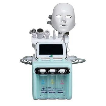 Портативный 7 в 1 H202 Небольшой Пузырьковый Гидро-Пилинг Для Дермабразии Кислородный Распылитель Aqua Peel Facial Machine Светодиодная Маска для Салона