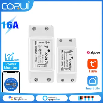 CoRui 16A Tuya Zigbee 3.0 Smart Switch Модуль Голосового дистанционного управления, устройство включения-выключения умного дома, Работа с Alexa Google Home