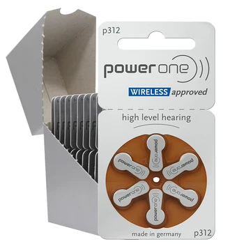 Батарейка для слухового аппарата Power One p312, одобренная для использования в беспроводных системах Zinc Air, не содержит ртути, батареи для слухового аппарата pr41 напряжением 1,45 В