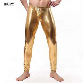 Idopy/ Сексуальные мужские брюки из искусственной кожи с блестящим искусственным покрытием, вечерние эластичные леггинсы для косплея на сцене, брюки