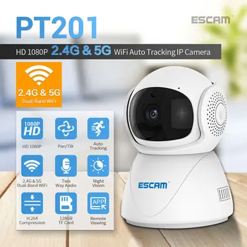 ESCAM PT201 1080P Умная камера видеонаблюдения Беспроводная CCTVNetwork 2,4 G 5G WiFi IP-камера ИК Ночного видения Радионяня