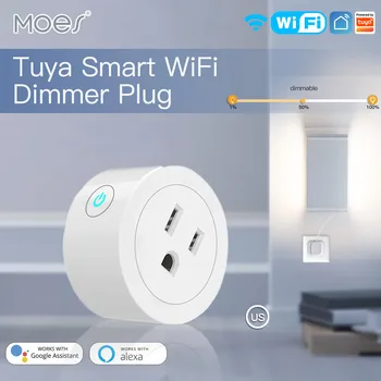 MOES WiFi Smart Power Socket Plug Таймер Регулировки Яркости Для приложения Tuya Smart Life, Голосовое Управление Amazon Alexa Google Assistant США