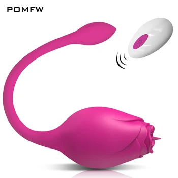 Беспроводной Розовый вибратор, Женская игрушка С Имитатором точки G Для лизания языком, Вибрирующее Любовное Яйцо, Секс-игрушки для взрослых Для женщин