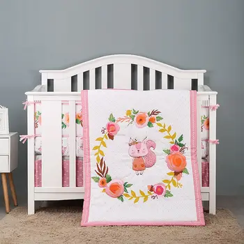Стандартный комплект постельного белья для детской кроватки с розовыми животными для девочек 130 *70 см