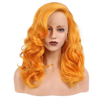 StrongBeauty Синтетические Парики на кружеве Спереди, Длинные Вьющиеся Оранжевые Парики из натуральных волос для женщин