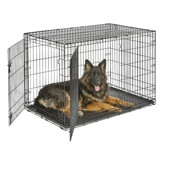 48 дюймов Складной ящик для собак Включает герметичный поддон, двойную дверцу для очень большой собаки, защищающую ноги от пола, клетку для домашних животных