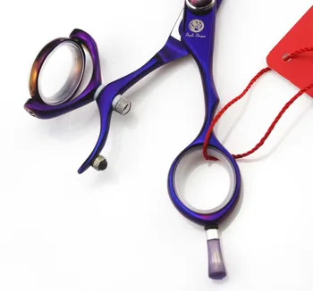 Профессиональные летающие ножницы для стрижки волос Japan 440C 5,5-дюймовые фиолетовые парикмахерские ножницы для парикмахерского салона с кожаным чехлом