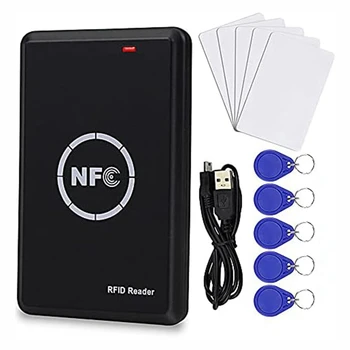 Интеллектуальный копировальный аппарат для карт контроля доступа Черный Дубликатор карт 125 кГц 13,56 МГц Зашифрованный декодер карт NFC-метка