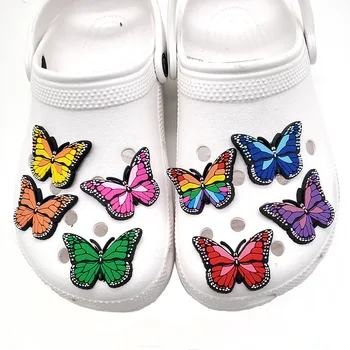1 шт. Подвески для обуви с отверстиями в виде бабочки, украшения для детской летней обуви, Джинсы для девочек, дизайнерская женская обувь, аксессуары для булавок с крокодилами