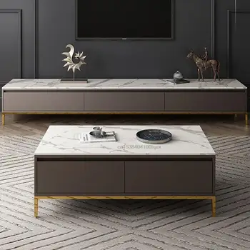 Высококачественный белый журнальный столик для хранения в гостиной, минималистичный мраморный шкаф для телевизора с 3 ящиками, роскошная модная мебель для телевизора