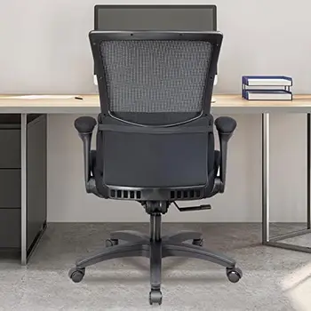высокое Эргономичное Офисное сетчатое Компьютерное кресло с подлокотниками для поясницы и мягкой подушкой 400 фунтов-черный