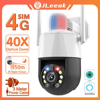 Наружная камера JLeeok 4K 8MP 4G с 40-кратным Оптическим зумом AI Отслеживание человека WIFI Камера видеонаблюдения 150M Ночного видения iCSee