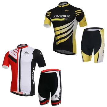XINTOWN Мужская велосипедная одежда для велоспорта Ropa Ciclismo, спортивная майка с коротким рукавом, быстросохнущие шорты (нагрудник), 2 цвета