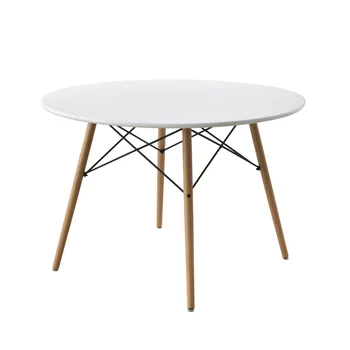 42-дюймовый круглый современный обеденный стол в стиле середины века, включает в себя 1 стол, бук и белый цвет