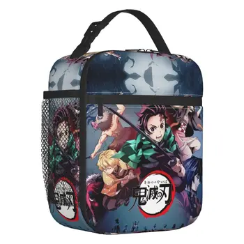 Аниме Манга Tanjiro Kimetsu No Yaiba, термоизолированная сумка для ланча Demon Slayer, Переносная сумка для ланча для школьного хранения, коробка для еды