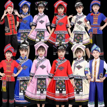 Высококачественные стили, танцевальный костюм Мяо Хмонг для девочек, Винтажная одежда Мяо, школьный танцевальный костюм, Традиционная китайская одежда