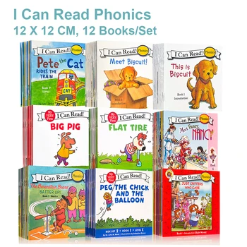 I Can Read Phonics 12 Книг/Комплект Английская История с Картинками Карманная Книжка для детей Обучающие Игрушки Монтессори Классные учебные пособия
