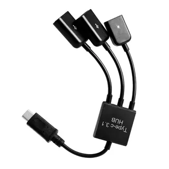 3 в 1 USB 3.1 Type-C к Micro USB 2.0 Хост для зарядки Питания OTG-Концентратор Кабель-адаптер