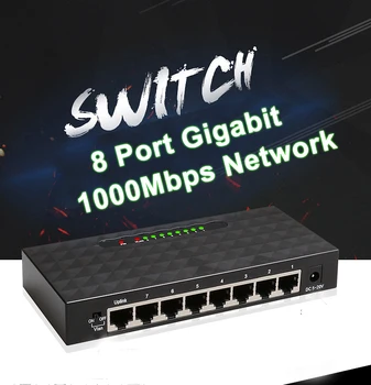 8-Портовый Гигабитный сетевой Коммутатор 1000 Мбит/с RJ45 LAN Настольный Концентратор Быстрой Коммутации Ethernet Адаптер Питания для Домашнего Монитора