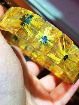 Браслет из натурального золотого рутилированного кварца, прозрачные прямоугольные бусины 15x9,8x5,2 мм, насыщенный желтый рутилированный Бразилия ААААА