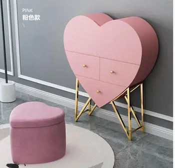 Многофункциональный туалетный столик в форме сердца для спальни, настенный туалетный столик с лампой, сетчатый красный светильник для туалетного столика принцессы