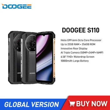 Новые Прочные Смартфоны DOOGEE S110 Helio G99 Восьмиядерный 12 ГБ + 256 ГБ 6,58 Дюймовый FHD Сотовый Телефон 66 Вт Быстрая Зарядка 10800 мАч Аккумулятор NFC