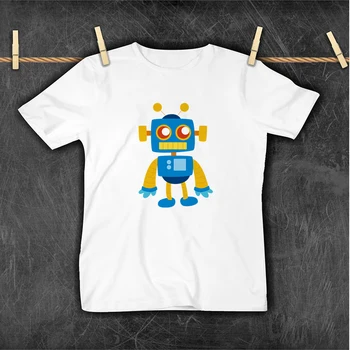Модные уличные футболки с принтом робота для маленьких мальчиков, эстетичная детская футболка с героями мультфильмов высокого качества, детская одежда с круглым вырезом