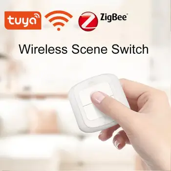 Tuya WiFi/ZigBee Беспроводной Переключатель сцены, Кнопочный контроллер, Интеллектуальная связь, Дистанционное управление, Сценарий автоматизации, Умный дом