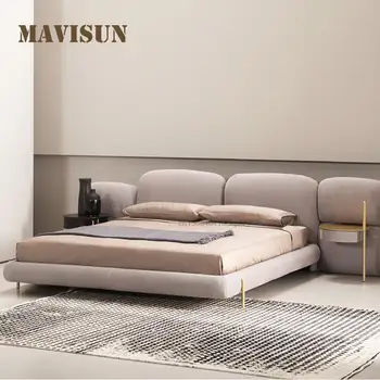 Итальянский креативный ленивый стиль, Каркас кровати королевского размера, Роскошная современная двуспальная кровать, мебель для спальни, Дизайнерская Классическая кровать со спинкой