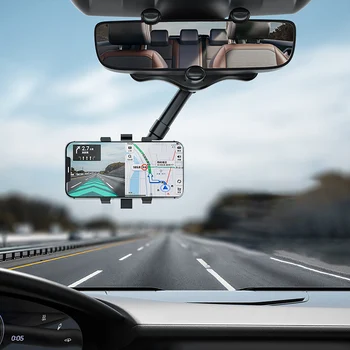 Универсальный Вращающийся на 360 ° Выдвижной автомобильный держатель для телефона, зеркало заднего вида, Держатель для телефона, кронштейн для видеорегистратора/GPS, Поддержка мобильного телефона