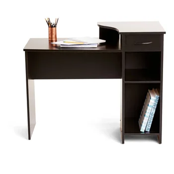 Студенческий письменный стол с выдвижным ящиком, отделка черным деревом, стол для ноутбука, рабочий стол, компьютерный стол