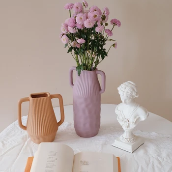 Керамические вазы, украшения Morandi в скандинавском минимализме, креативная гостиная, домашние сухоцветы, гидропонная цветочная композиция