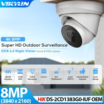 Vikylin IP Камера Безопасности 8MP 4K DS-2CD1383G0-IUF OEM Для Наружной купольной камеры Hik PoE с микрофоном SD Слот для Обнаружения Человека в автомобиле IP67