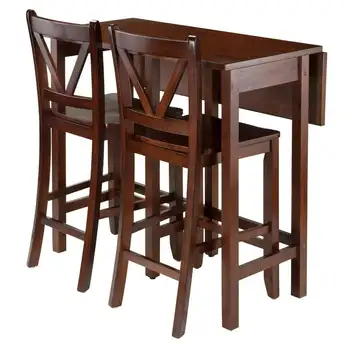 Комплект мебели Lynnwood из 3 предметов, Листовой стол и 2 табурета с V-образной спинкой, Ореховый Patas para nevera con llantas para mover facilito ris