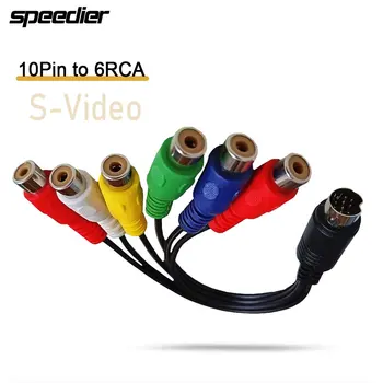 Внутренний кабель S-Video от 10 контактов до 6RCA, 10-контактный аудио- и видеокабель DIN - компонентный и композитный RGB 0,3 м 30 см 1 фут